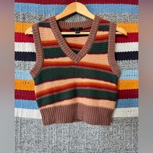 Forever 21 Multicolor Striped V-Neck Sweater Vest